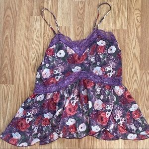 Intimately Free People Purple Floral Sheer Cami